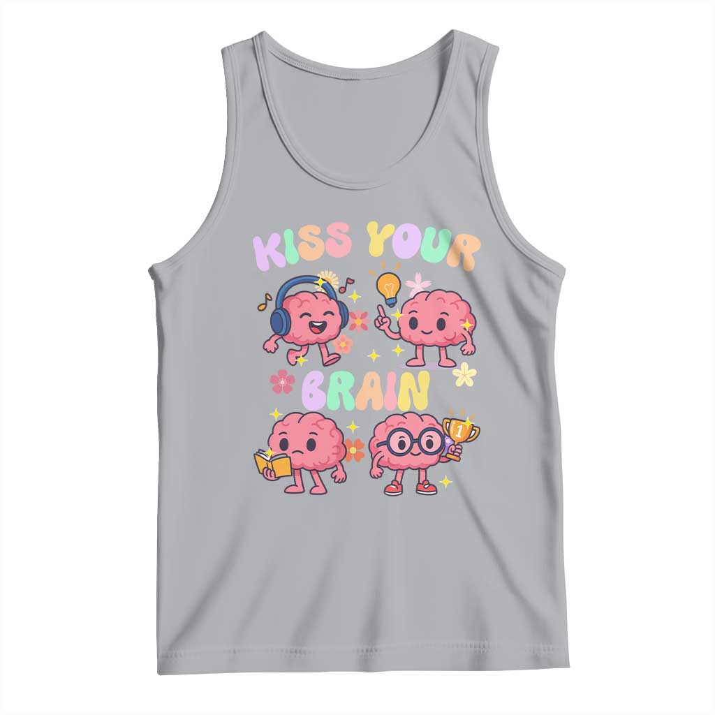 Kiss Your Brain Tank Top Funny Teacher TS14 Athletic Heather Print Your Wear