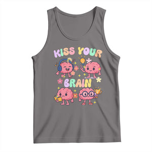 Kiss Your Brain Tank Top Funny Teacher TS14 Deep Heather Print Your Wear