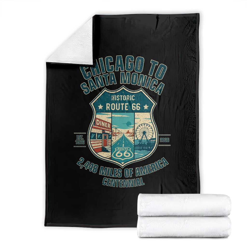 Route Highway 66 Chicago Santa Monica Vintage America Road Trip Throw Blanket TS14 Black Print Your Wear
