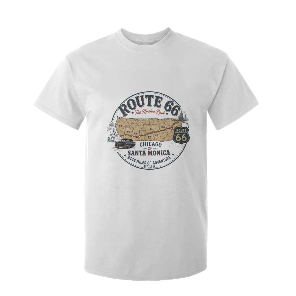 Route Highway 66 Map Chicago to Santa Monica T Shirt For Kid Vintage America Road Trip Americana TS14 White Print Your Wear