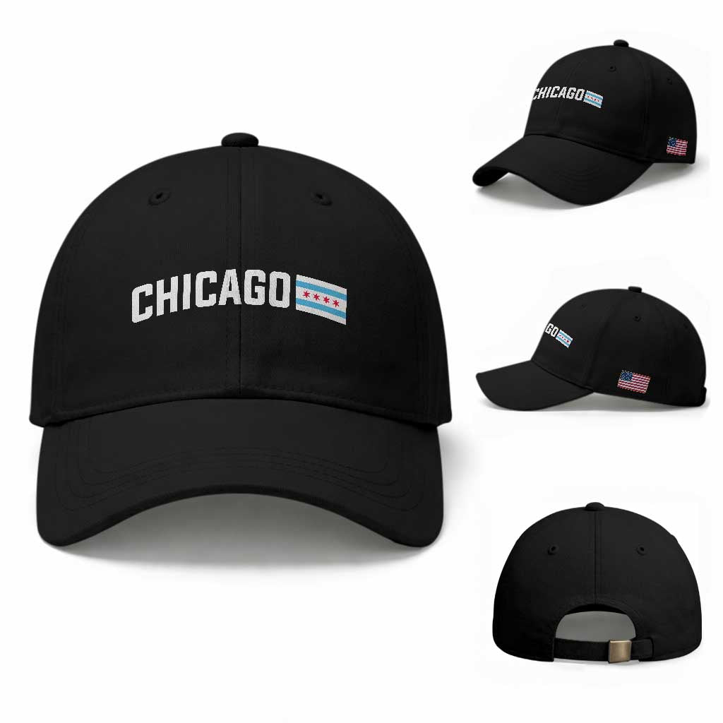 Sweet Chicago Flag Red Six Pointed Stars Baseball Cap TS14 Baseball Cap Universal Fit Black Print Your Wear