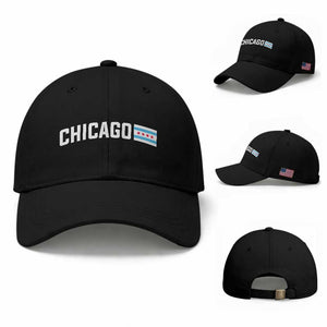 Sweet Chicago Flag Red Six Pointed Stars Baseball Cap TS14 Baseball Cap Universal Fit Black Print Your Wear