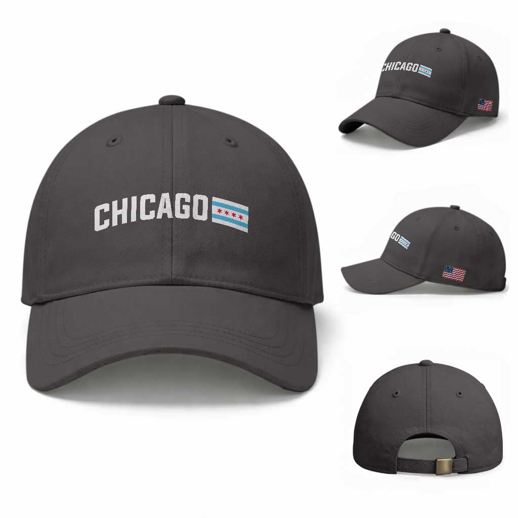 Sweet Chicago Flag Red Six Pointed Stars Baseball Cap TS14 Baseball Cap Universal Fit Dark Gray Print Your Wear