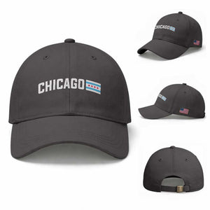 Sweet Chicago Flag Red Six Pointed Stars Baseball Cap TS14 Baseball Cap Universal Fit Dark Gray Print Your Wear