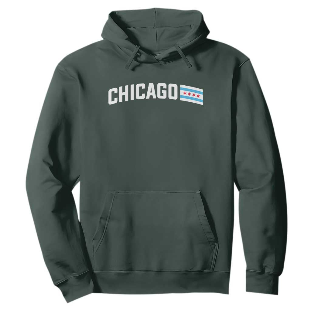 Sweet Chicago Flag Red Six Pointed Stars Hoodie TS14 Dark Forest Green Print Your Wear