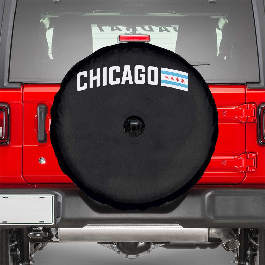 Sweet Chicago Flag Red Six Pointed Stars Spare Tire Cover TS14 Black Print Your Wear