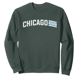 Sweet Chicago Flag Red Six Pointed Stars Sweatshirt TS14 Dark Forest Green Print Your Wear