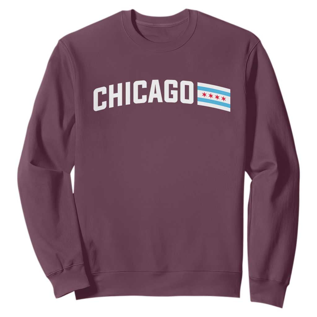 Sweet Chicago Flag Red Six Pointed Stars Sweatshirt TS14 Maroon Print Your Wear