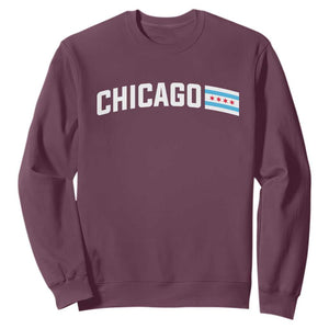 Sweet Chicago Flag Red Six Pointed Stars Sweatshirt TS14 Maroon Print Your Wear