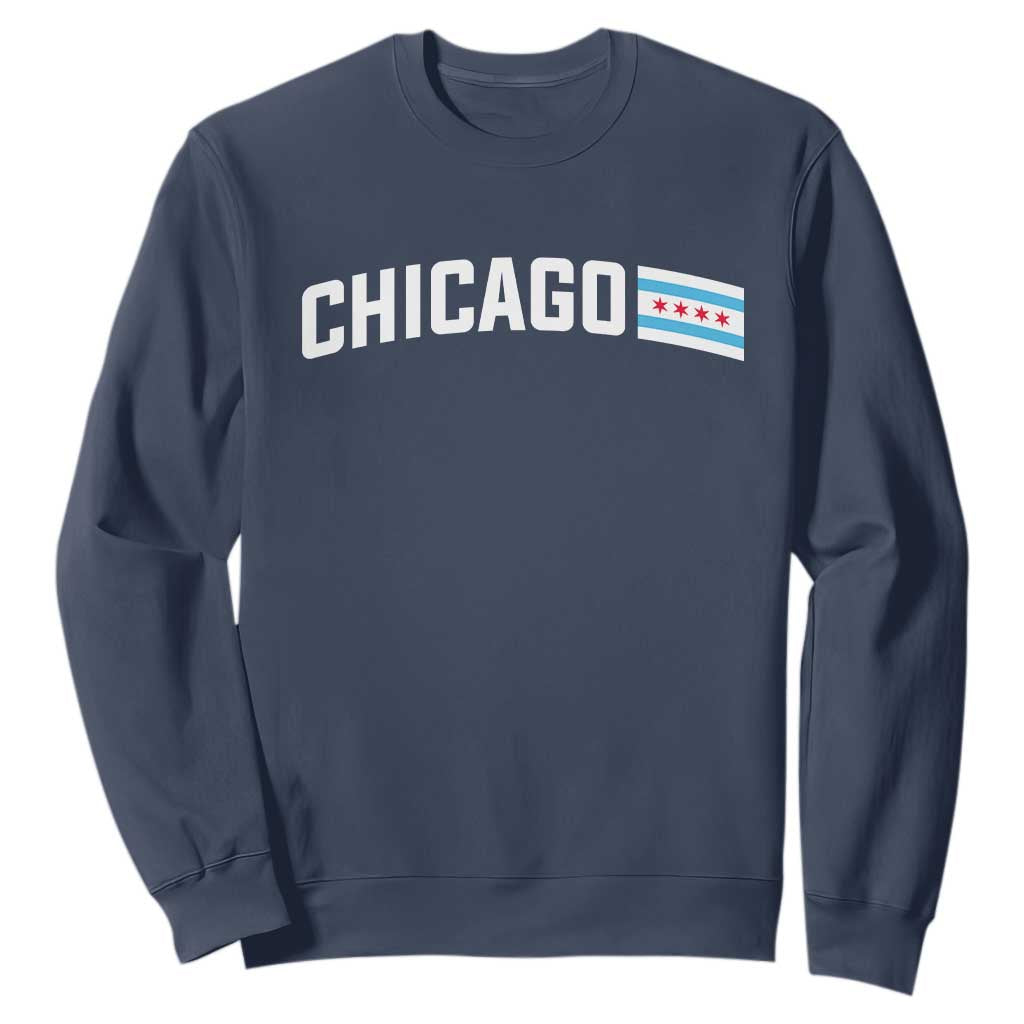Sweet Chicago Flag Red Six Pointed Stars Sweatshirt TS14 Navy Print Your Wear