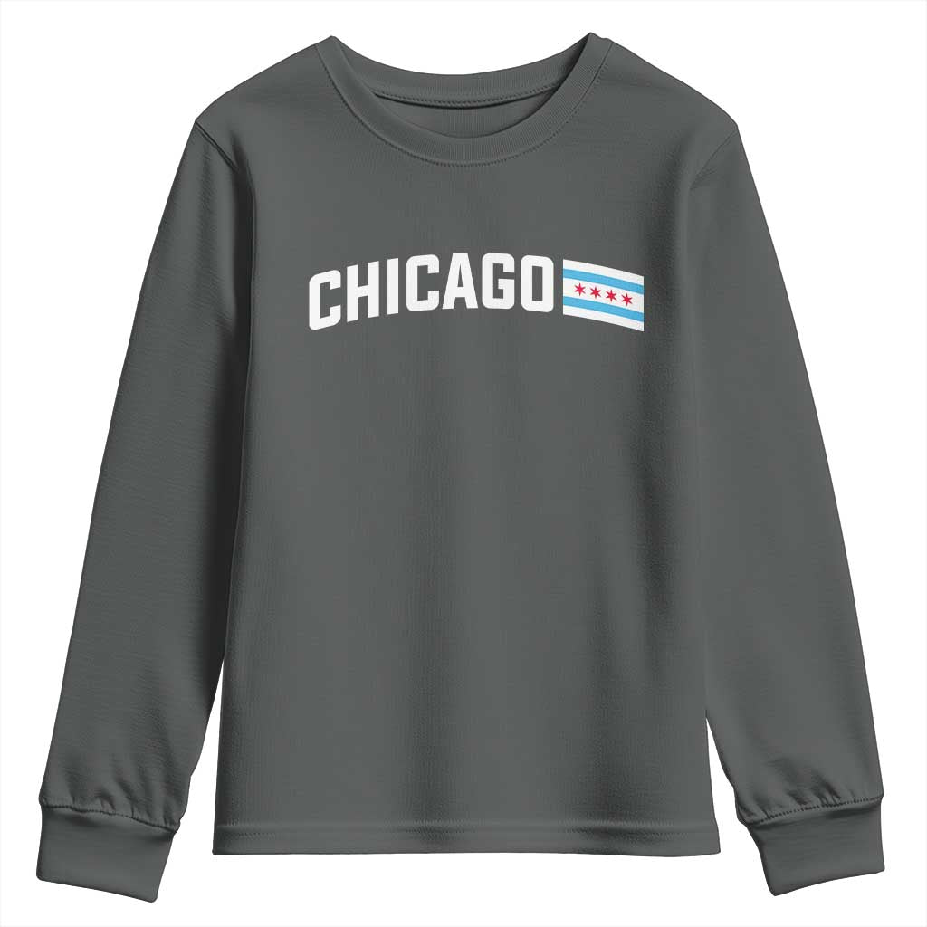Sweet Chicago Flag Red Six Pointed Stars Youth Sweatshirt TS14 Dark Heather Print Your Wear