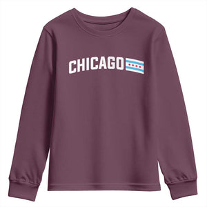 Sweet Chicago Flag Red Six Pointed Stars Youth Sweatshirt TS14 Maroon Print Your Wear