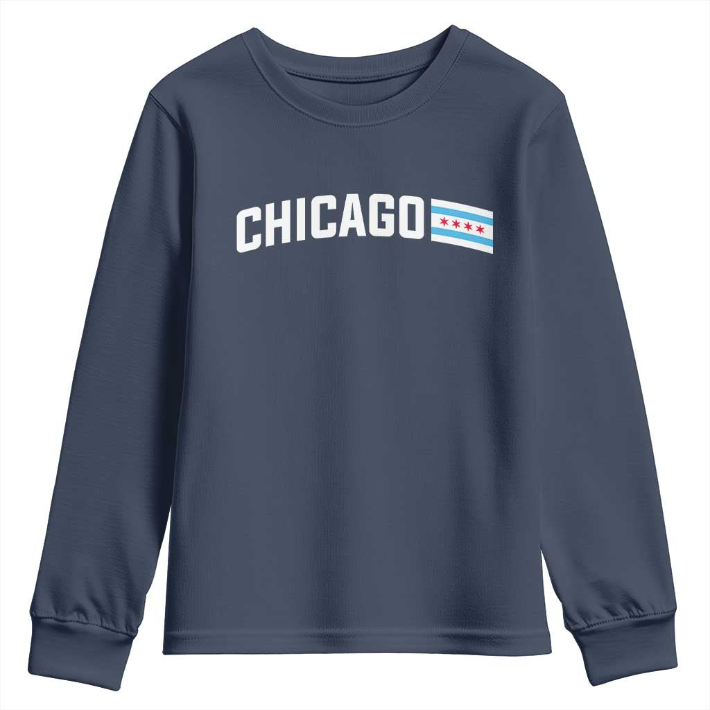 Sweet Chicago Flag Red Six Pointed Stars Youth Sweatshirt TS14 Navy Print Your Wear