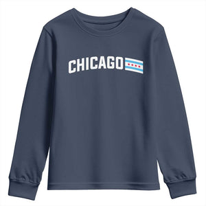 Sweet Chicago Flag Red Six Pointed Stars Youth Sweatshirt TS14 Navy Print Your Wear