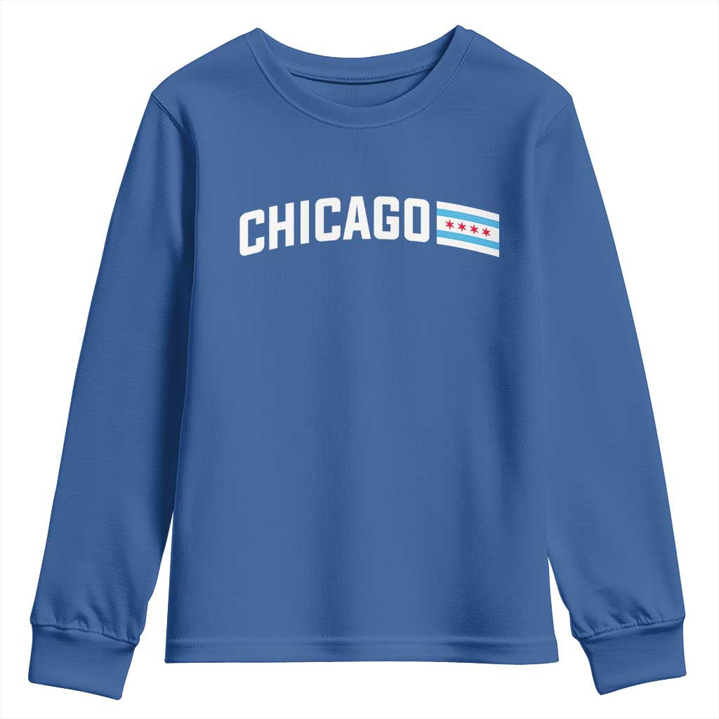 Sweet Chicago Flag Red Six Pointed Stars Youth Sweatshirt TS14 Royal Blue Print Your Wear