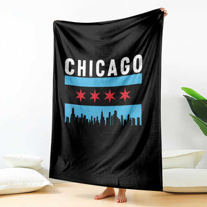 Vintage Chicago City Skyline Flag Throw Blanket TS14 Print Your Wear