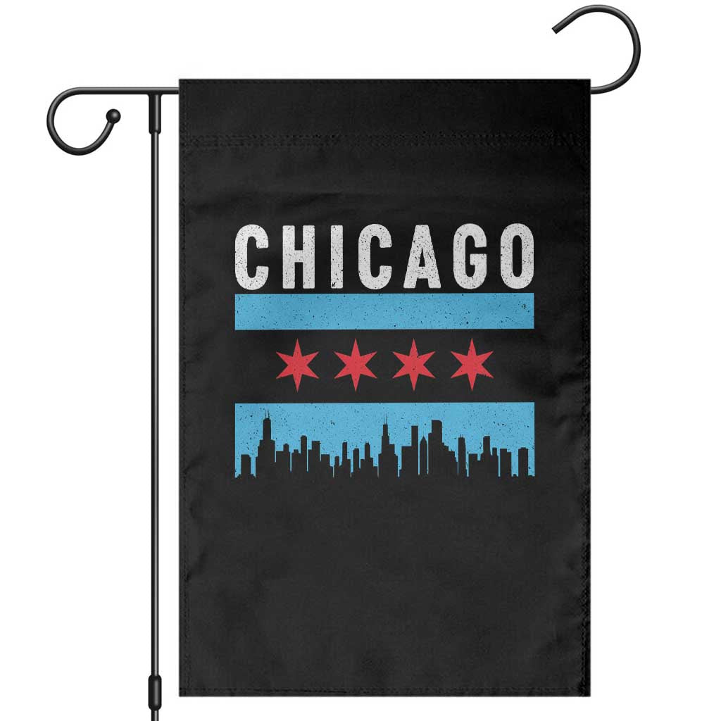 Vintage Chicago City Skyline Flag Garden Flag TS14 Black Print Your Wear
