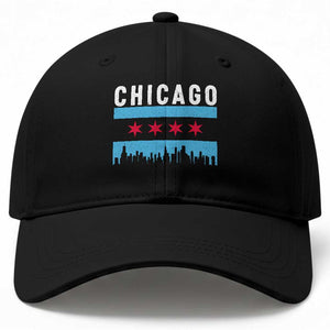 Vintage Chicago City Skyline Flag Baseball Cap TS14 Print Your Wear