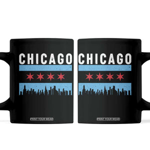 Vintage Chicago City Skyline Flag Coffee Mug TS14 Black Print Your Wear