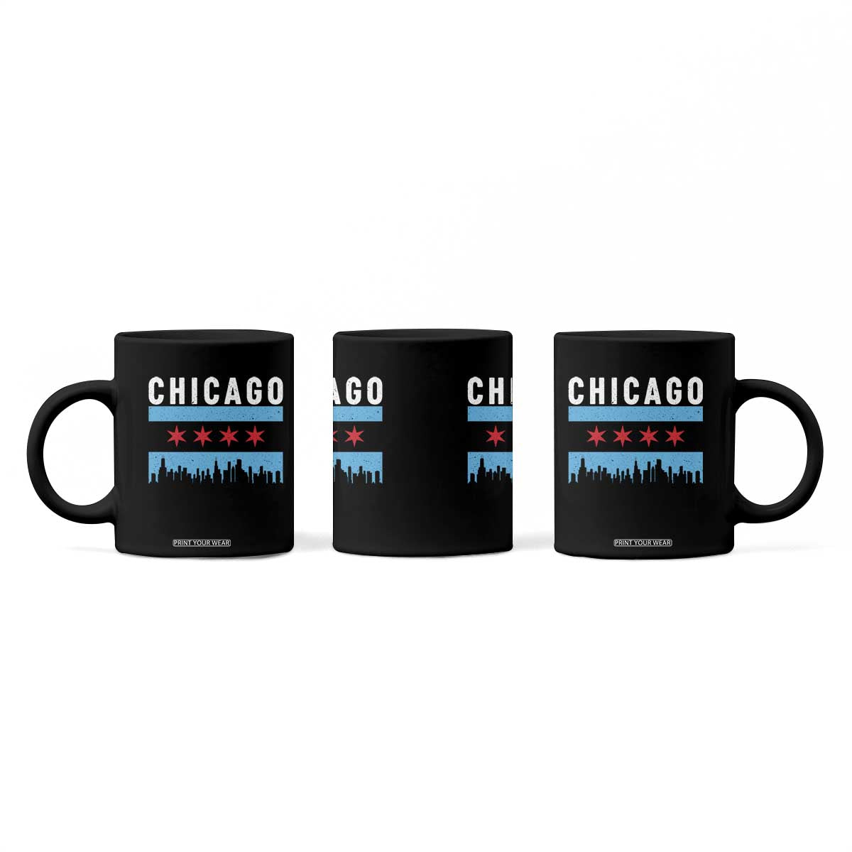 Vintage Chicago City Skyline Flag Coffee Mug TS14 Print Your Wear