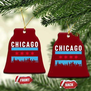 Vintage Chicago City Skyline Flag Ceramic Ornament TS14 Print Your Wear