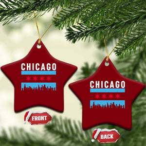 Vintage Chicago City Skyline Flag Ceramic Ornament TS14 Print Your Wear