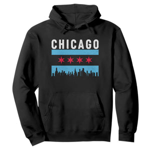 Vintage Chicago City Skyline Flag Hoodie TS14 Black Print Your Wear