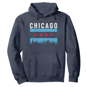 Vintage Chicago City Skyline Flag Hoodie TS14 Navy Print Your Wear