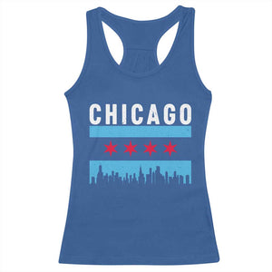 Vintage Chicago City Skyline Flag Racerback Tank Top TS14 Royal Blue Print Your Wear