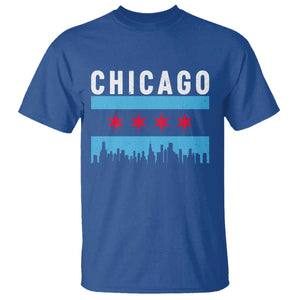 Vintage Chicago City Skyline Flag T Shirt TS14 Royal Blue Print Your Wear