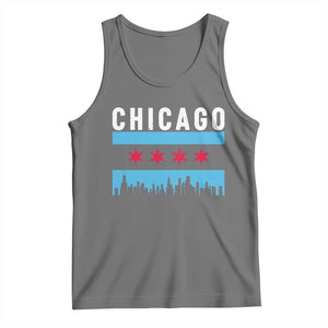 Vintage Chicago City Skyline Flag Tank Top TS14 Black Heather Print Your Wear
