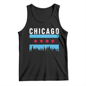 Vintage Chicago City Skyline Flag Tank Top TS14 Black Print Your Wear