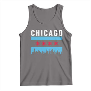 Vintage Chicago City Skyline Flag Tank Top TS14 Deep Heather Print Your Wear