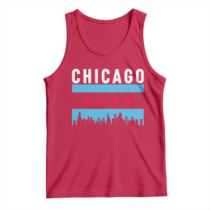Vintage Chicago City Skyline Flag Tank Top TS14 Red Print Your Wear