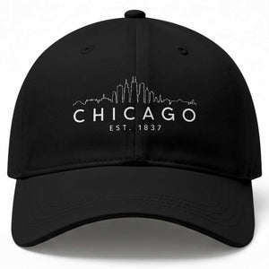 Chicago Downtown Skyline Minimalist Illinois Souvenir Baseball Cap TS14 Print Your Wear
