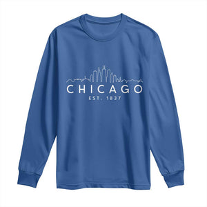 Chicago Downtown Skyline Minimalist Illinois Souvenir Long Sleeve Shirt TS14 Royal Blue Print Your Wear