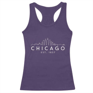 Chicago Downtown Skyline Minimalist Illinois Souvenir Racerback Tank Top TS14 Purple Print Your Wear