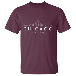 Chicago Downtown Skyline Minimalist Illinois Souvenir T Shirt TS14 Maroon Print Your Wear