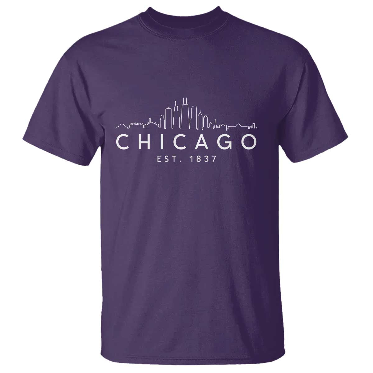 Chicago Downtown Skyline Minimalist Illinois Souvenir T Shirt TS14 Purple Print Your Wear