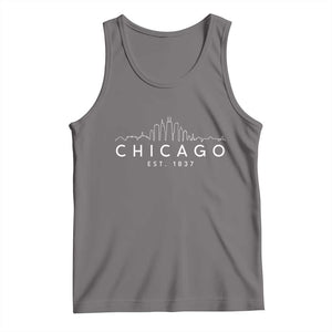 Chicago Downtown Skyline Minimalist Illinois Souvenir Tank Top TS14 Deep Heather Print Your Wear