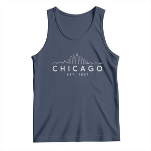 Chicago Downtown Skyline Minimalist Illinois Souvenir Tank Top TS14 Navy Print Your Wear
