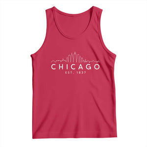 Chicago Downtown Skyline Minimalist Illinois Souvenir Tank Top TS14 Red Print Your Wear