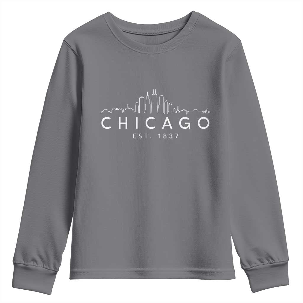 Chicago Downtown Skyline Minimalist Illinois Souvenir Youth Sweatshirt TS14 Charcoal Print Your Wear