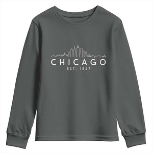 Chicago Downtown Skyline Minimalist Illinois Souvenir Youth Sweatshirt TS14 Dark Heather Print Your Wear