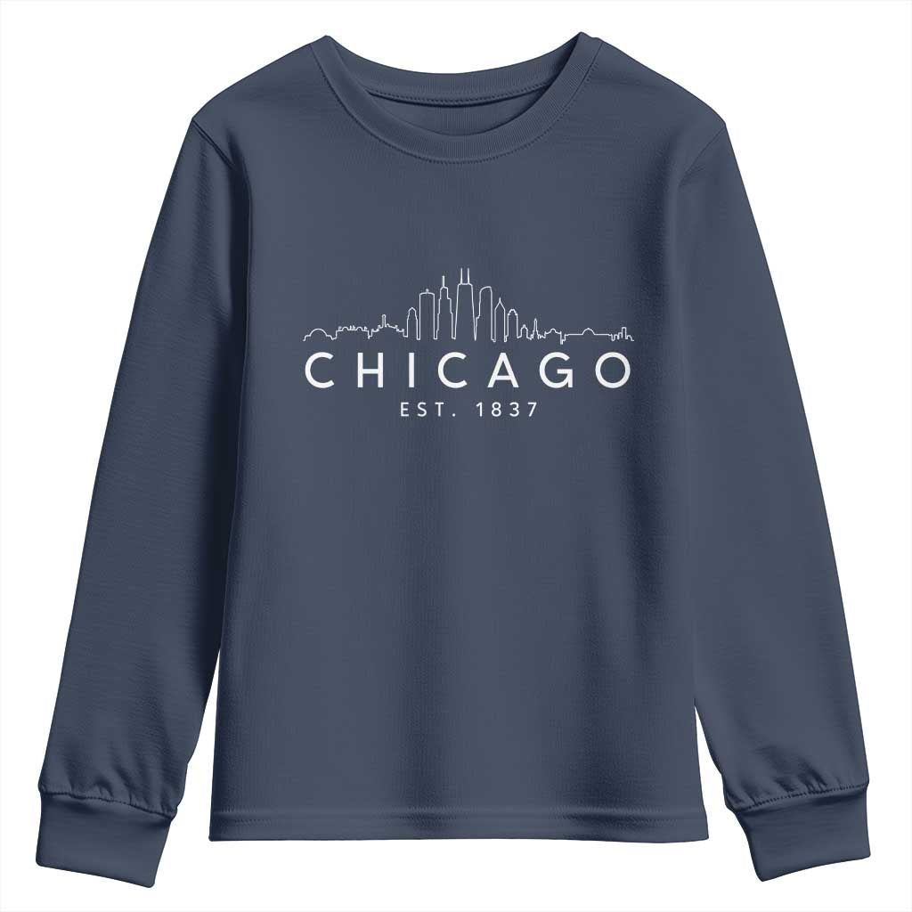 Chicago Downtown Skyline Minimalist Illinois Souvenir Youth Sweatshirt TS14 Navy Print Your Wear