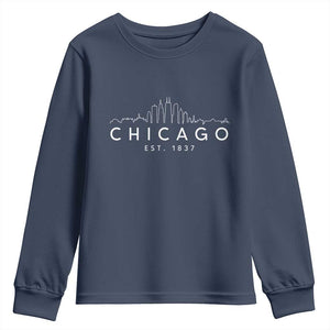 Chicago Downtown Skyline Minimalist Illinois Souvenir Youth Sweatshirt TS14 Navy Print Your Wear