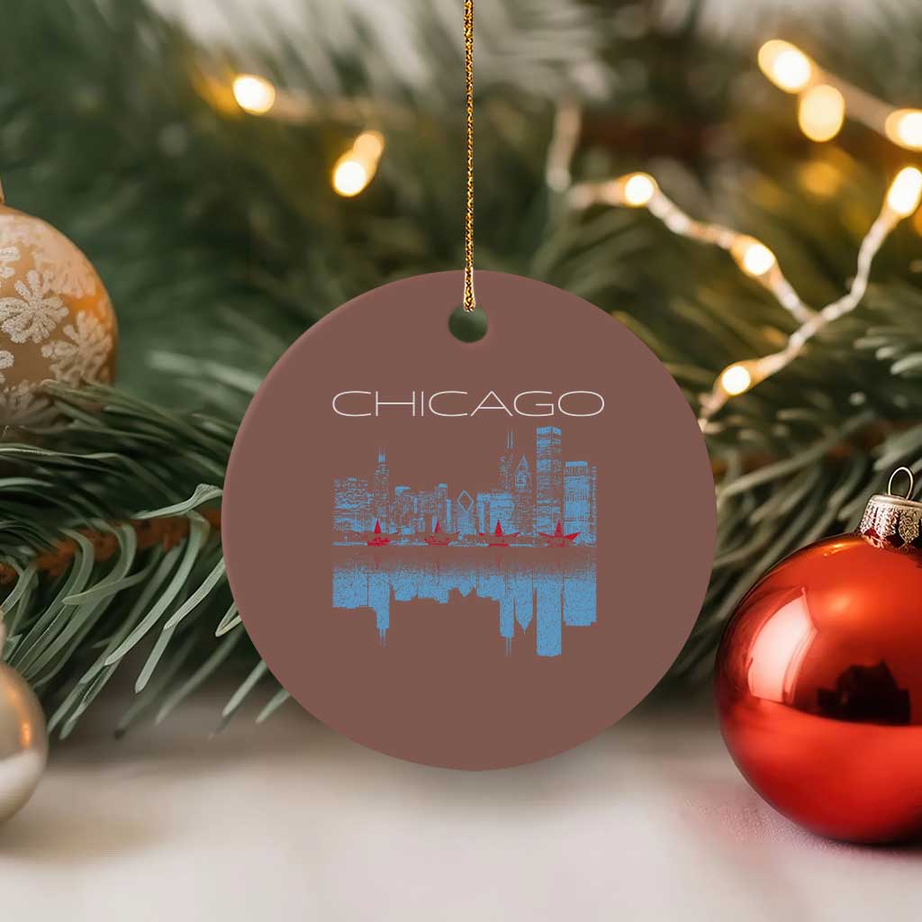 Chicago City Skyline Night Lights Ceramic Ornament TS14 1pc Mocha Print Your Wear