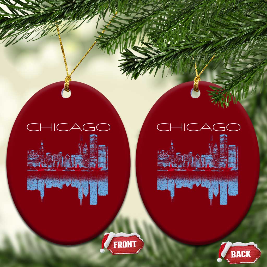 Chicago City Skyline Night Lights Ceramic Ornament TS14 Print Your Wear