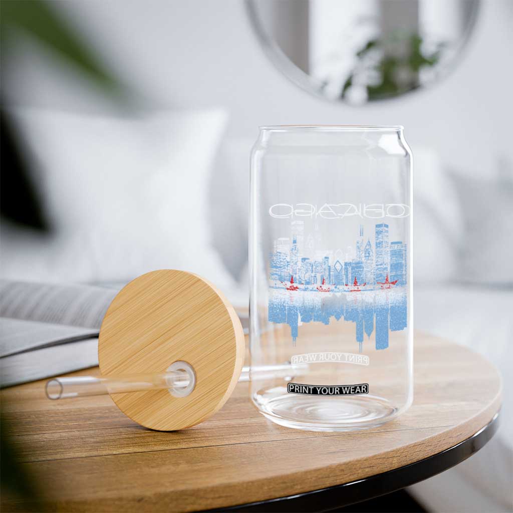 Chicago City Skyline Night Lights Glass Can TS14 Print Your Wear