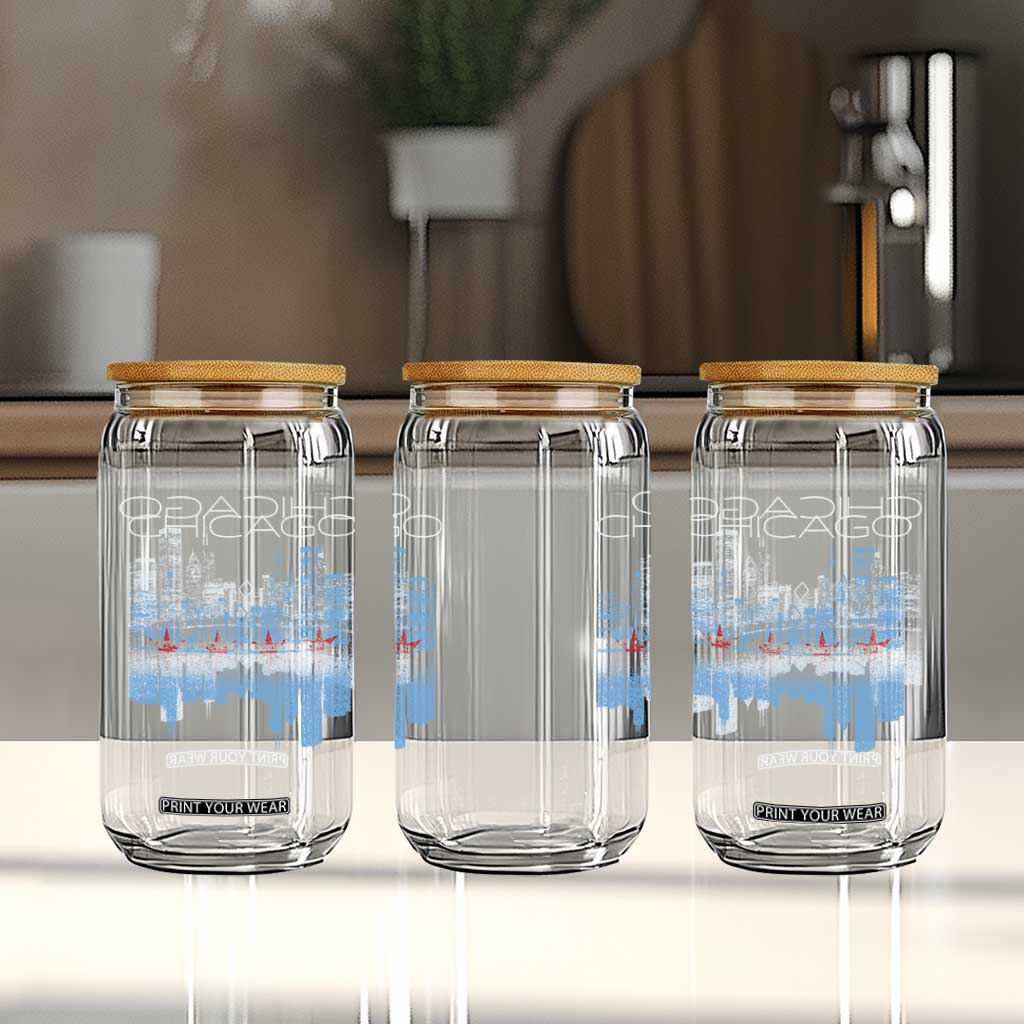 Chicago City Skyline Night Lights Glass Can TS14 Print Your Wear